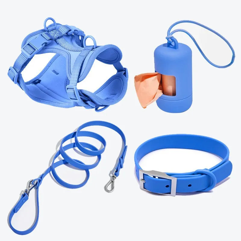 4-teiliges Hundegeschirr Set – Verstellbar, wasserdicht & leicht zu reinigen mit Kotbeutelhalter