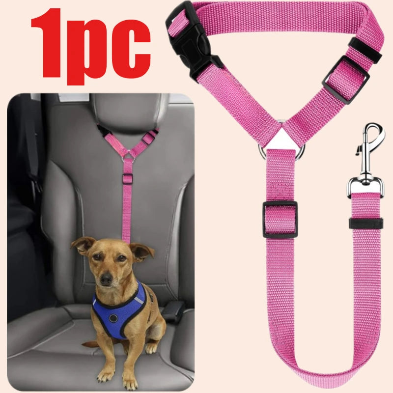 Verstellbarer Hunde-Sicherheitsgurt fürs Auto – Nylon-Gurt mit Halsband & Leine für die Rückbank