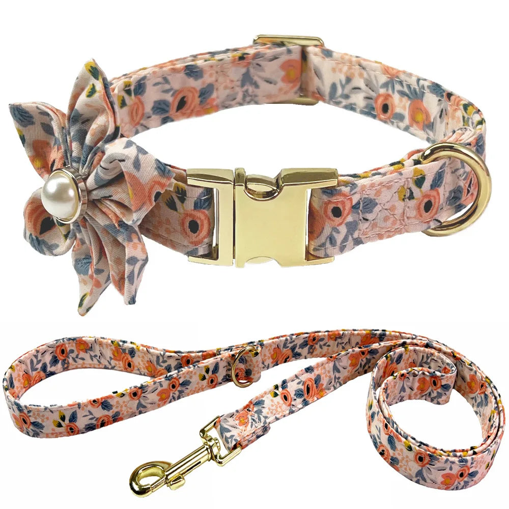 Personalisiertes Hundehalsband mit Leine – Bedrucktes Set mit kostenloser Gravur für Hunde & Katzen