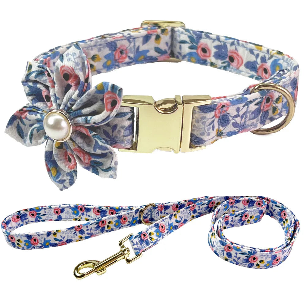 Personalisiertes Hundehalsband mit Leine – Bedrucktes Set mit kostenloser Gravur für Hunde & Katzen