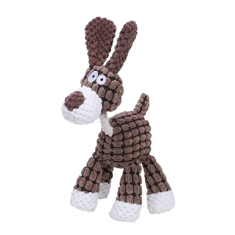 Plüsch Hundespielzeug mit Quietscher – Tiermotiv aus Cord für kleine & große Hunde
