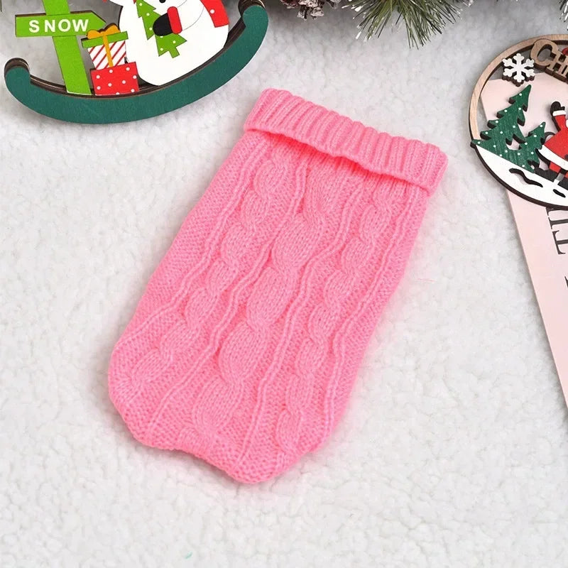 Warmer Hundepullover für kleine Hunde & Katzen – Weicher Strickpulli in Rosa & Schwarz