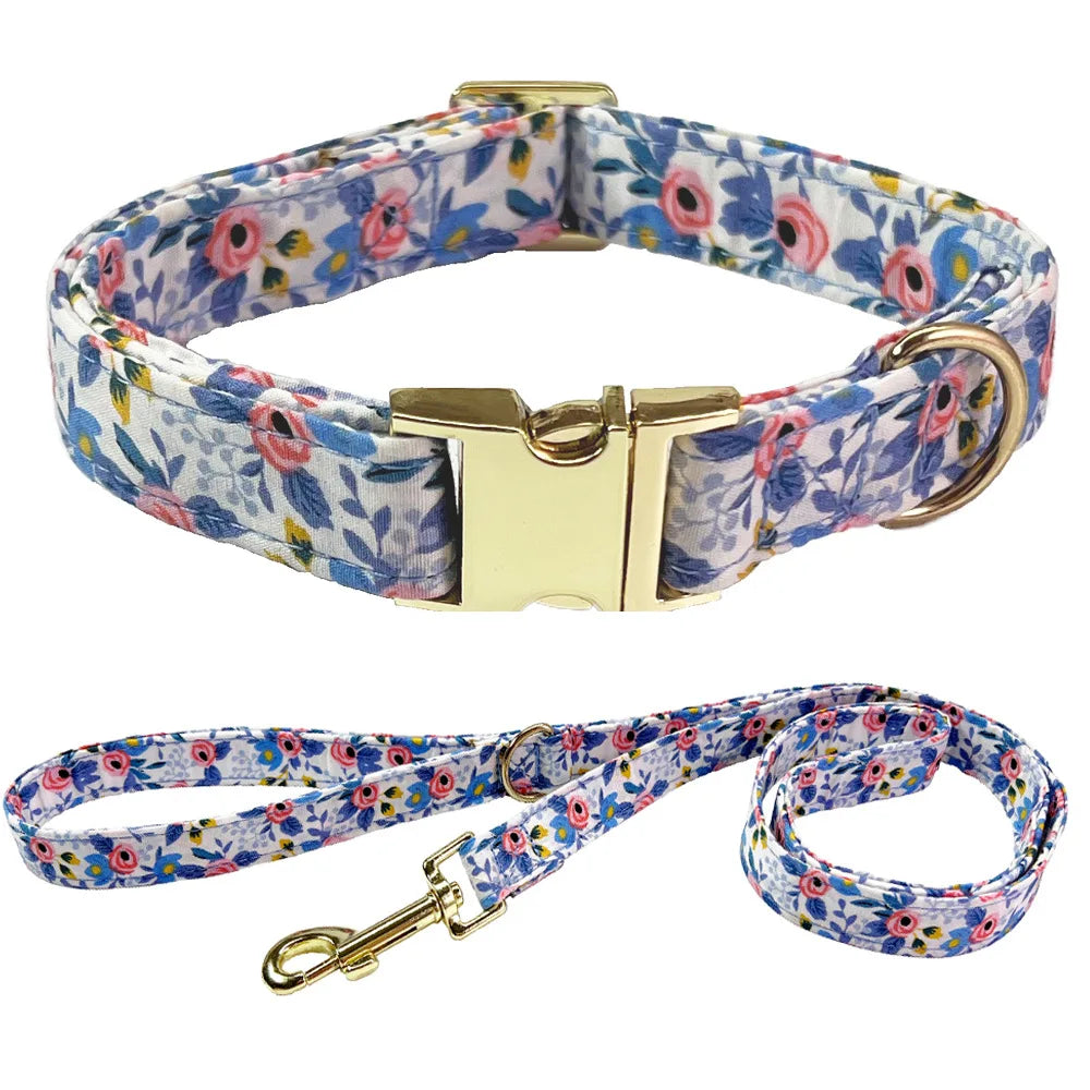 Personalisiertes Hundehalsband mit Leine – Bedrucktes Set mit kostenloser Gravur für Hunde & Katzen
