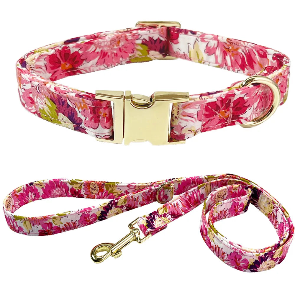 Personalisiertes Hundehalsband mit Leine – Bedrucktes Set mit kostenloser Gravur für Hunde & Katzen