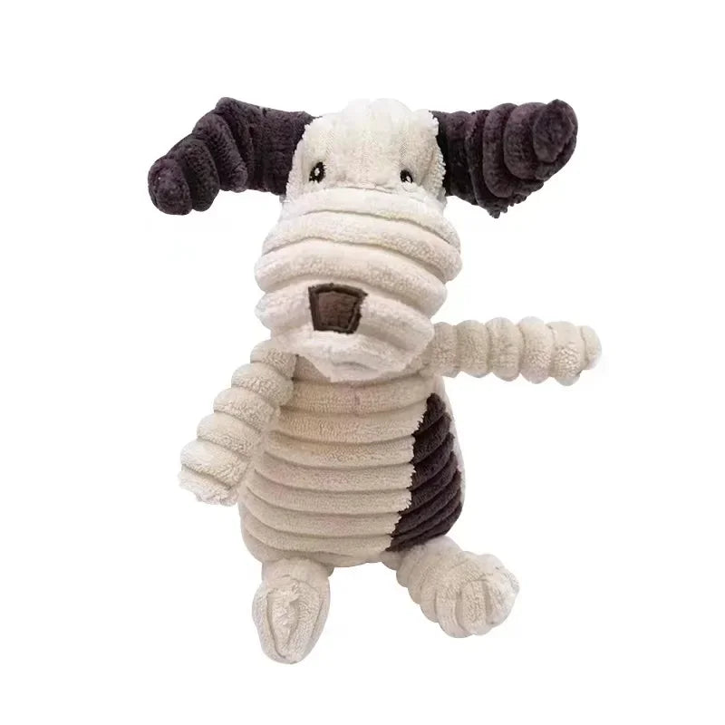 Plüsch Hundespielzeug mit Quietscher – Tiermotiv aus Cord für kleine & große Hunde