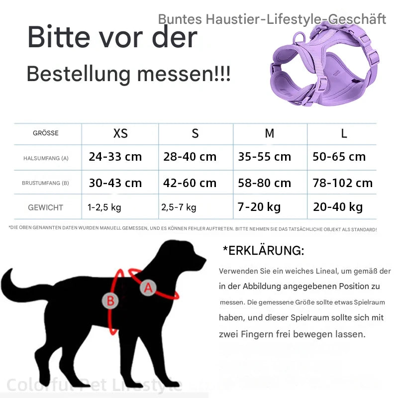 4-teiliges Hundegeschirr Set – Verstellbar, wasserdicht & leicht zu reinigen mit Kotbeutelhalter