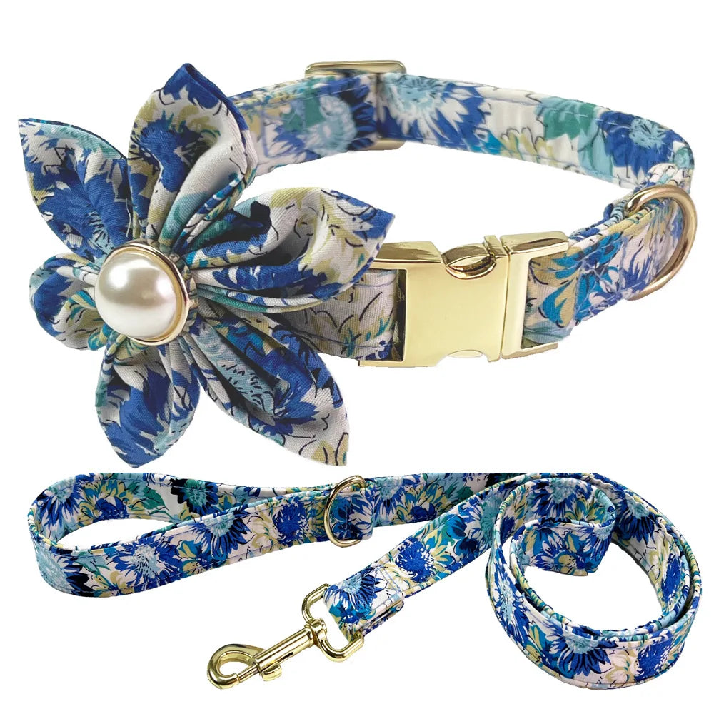 Personalisiertes Hundehalsband mit Leine – Bedrucktes Set mit kostenloser Gravur für Hunde & Katzen
