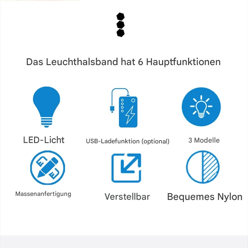 LED Hundehalsband USB wiederaufladbar – Reflektierendes Leuchthalsband für Hunde & Katzen (XS–XL)