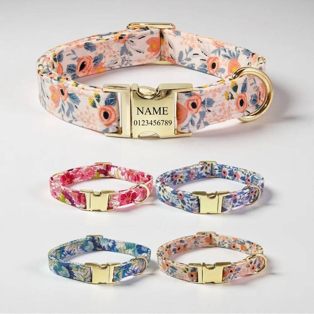 Personalisiertes Hundehalsband mit Leine – Bedrucktes Set mit kostenloser Gravur für Hunde & Katzen