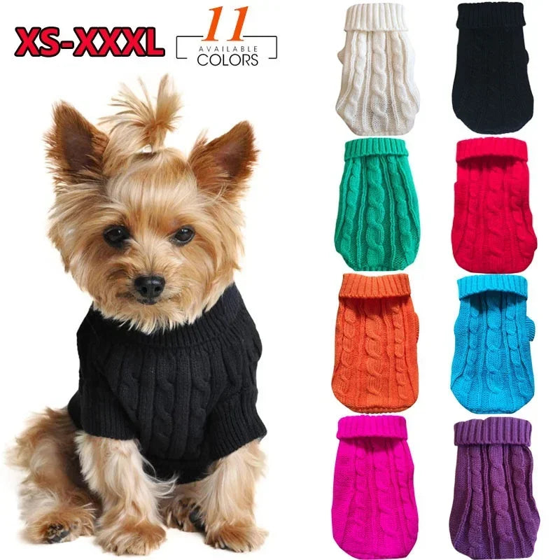 Warmer Hundepullover für kleine Hunde & Katzen – Weicher Strickpulli in Rosa & Schwarz