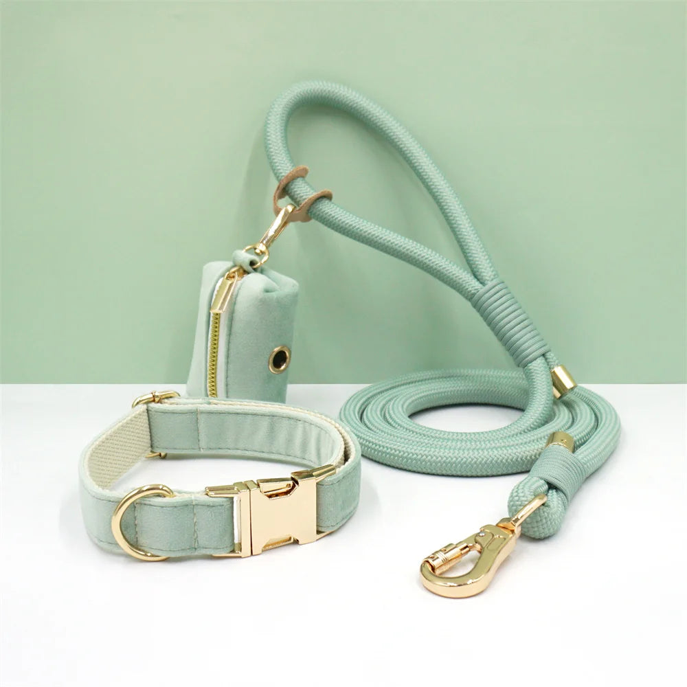 Premium Mintgrün personalisiertes Hundeset