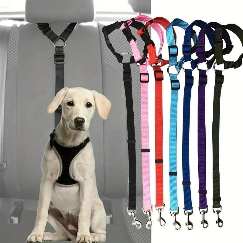 Verstellbarer Hunde-Sicherheitsgurt fürs Auto – Nylon-Gurt mit Halsband & Leine für die Rückbank