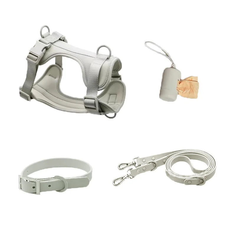 4-teiliges Hundegeschirr Set – Verstellbar, wasserdicht & leicht zu reinigen mit Kotbeutelhalter
