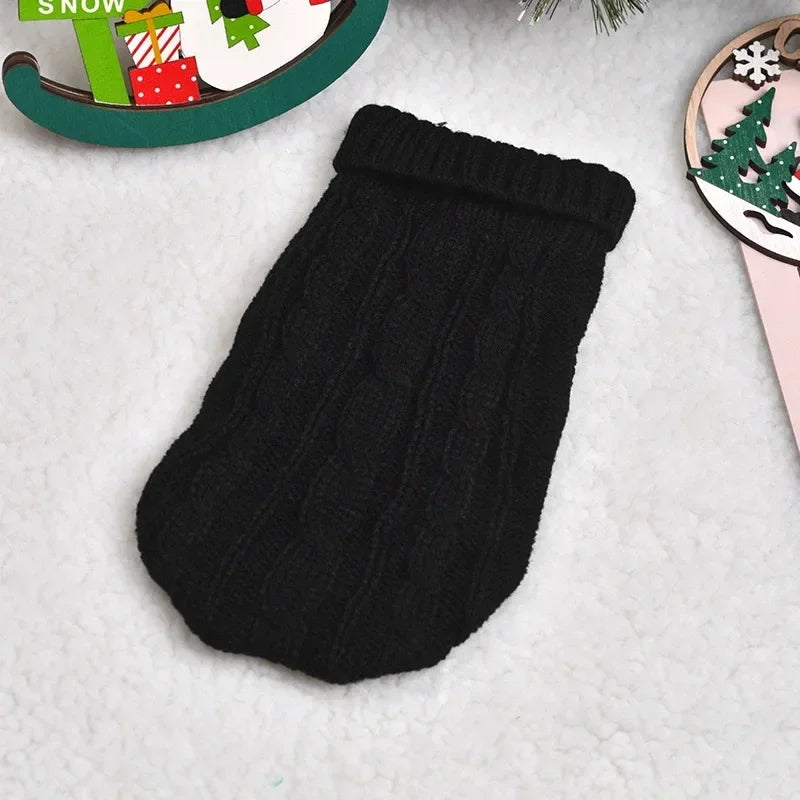 Warmer Hundepullover für kleine Hunde & Katzen – Weicher Strickpulli in Rosa & Schwarz