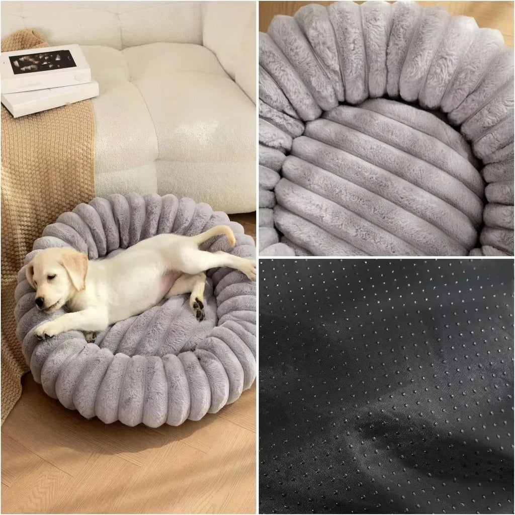 Rundes Hundebett 40–70 cm – Superweiches Katzenbett aus Langplüsch | Warmes Haustierbett für Hunde & Katzen im Winter