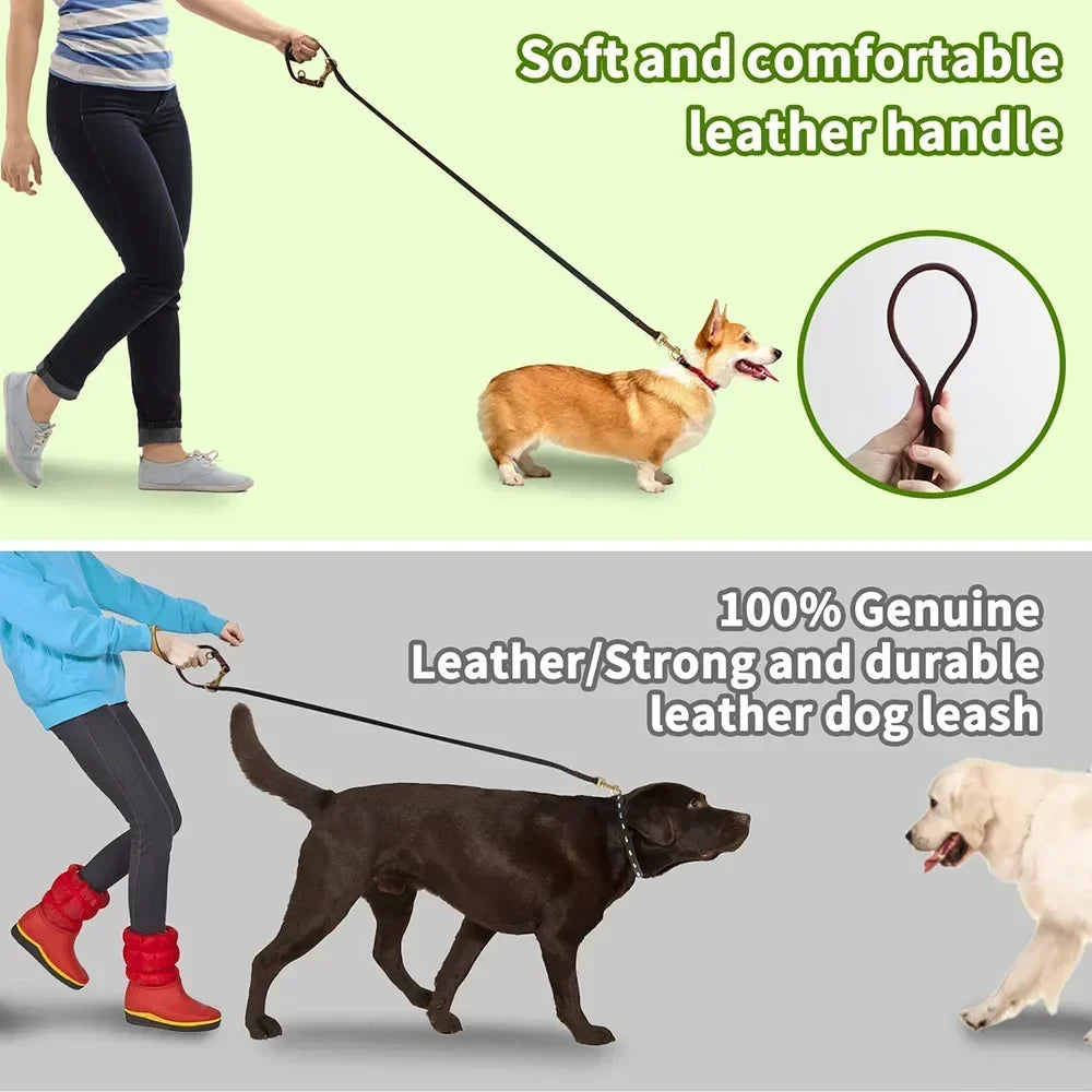 Freihändige Hundeleine aus Echtleder – 2,3 m Crossbody-Leine für Joggen & Spazierengehen
