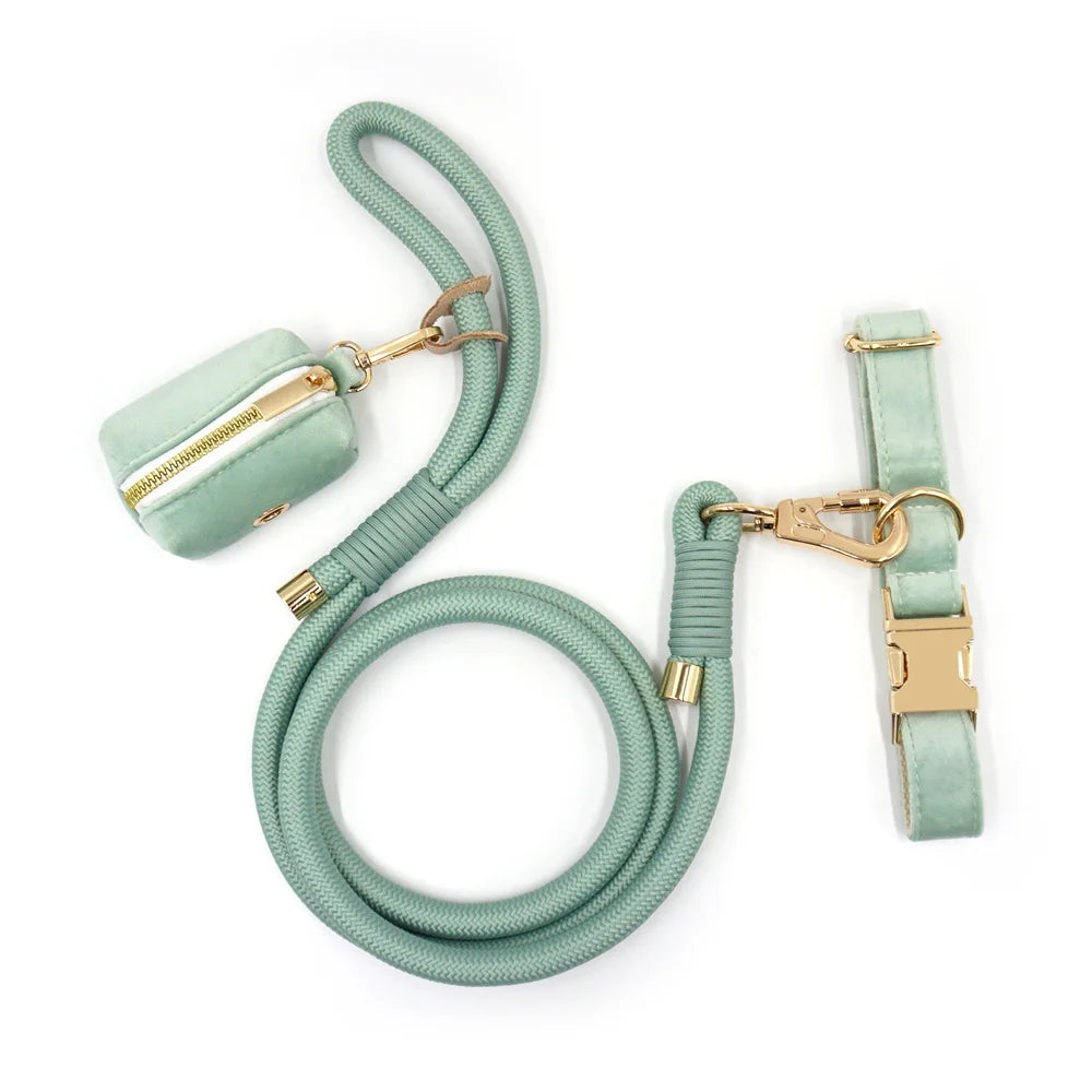 Premium Mintgrün personalisiertes Hundeset