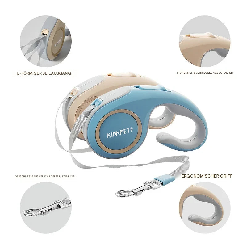 Ausziehbare Hundeleine 3 m / 5 m – Automatische Rollleine für kleine & mittelgroße Hunde