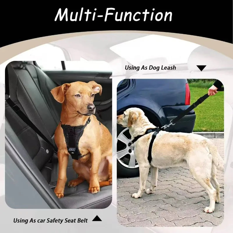 Verstellbarer Hunde-Sicherheitsgurt fürs Auto – Nylon-Gurt mit Halsband & Leine für die Rückbank