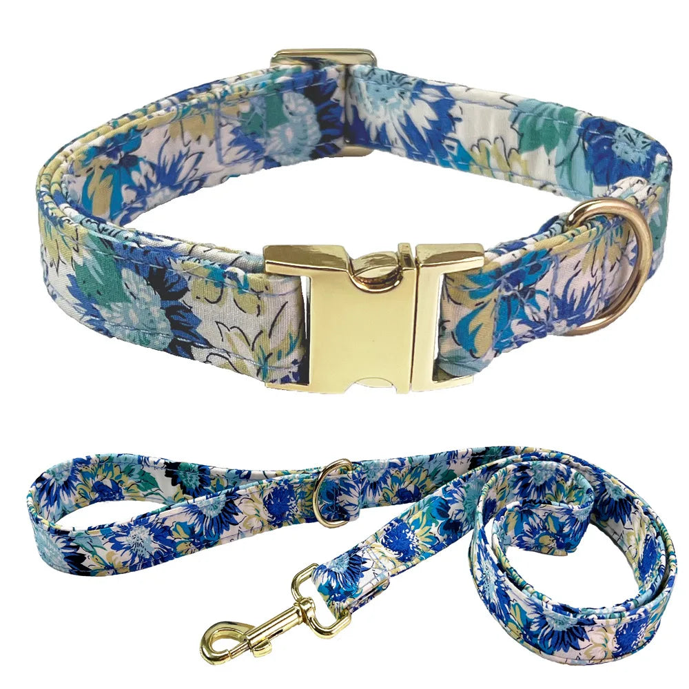 Personalisiertes Hundehalsband mit Leine – Bedrucktes Set mit kostenloser Gravur für Hunde & Katzen