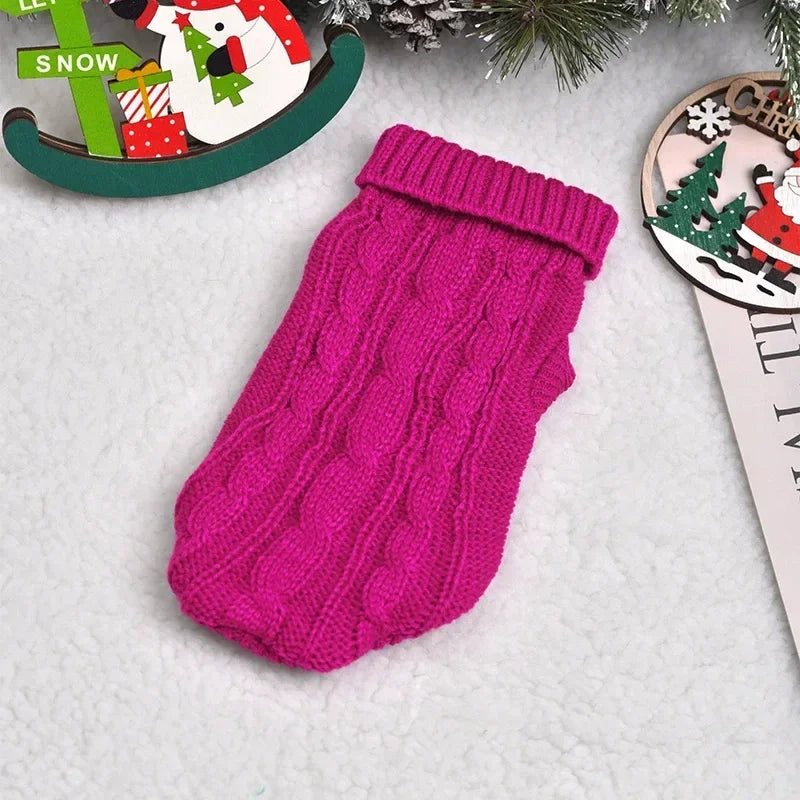 Warmer Hundepullover für kleine Hunde & Katzen – Weicher Strickpulli in Rosa & Schwarz