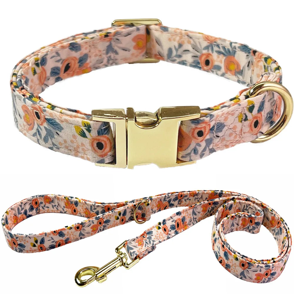 Personalisiertes Hundehalsband mit Leine – Bedrucktes Set mit kostenloser Gravur für Hunde & Katzen