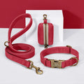 Personalisiertes Hundehalsband Set aus PU-Leder – Halsband, Leine & Kotbeutelhalter im Vintage-Look