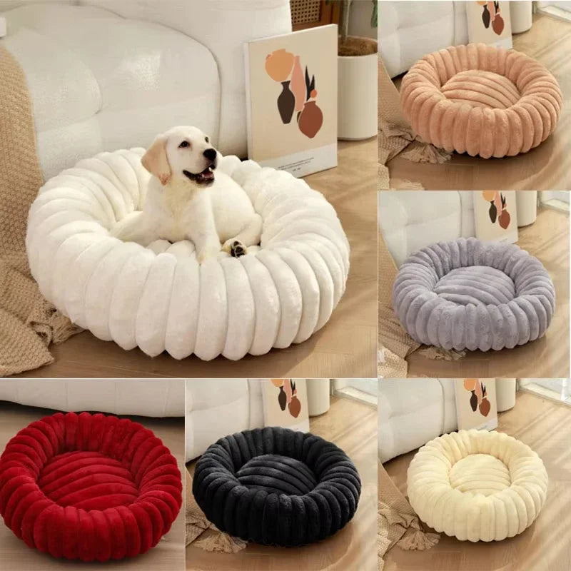 Rundes Hundebett 40–70 cm – Superweiches Katzenbett aus Langplüsch | Warmes Haustierbett für Hunde & Katzen im Winter